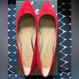 New with Box BR Red Suede Pointed Toe Flats Size 8.5